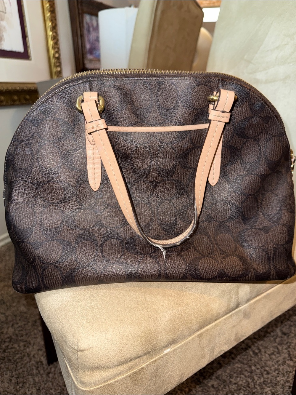 Coach Brown Signature Peyton Dome Satchel - Picture 2 of 16